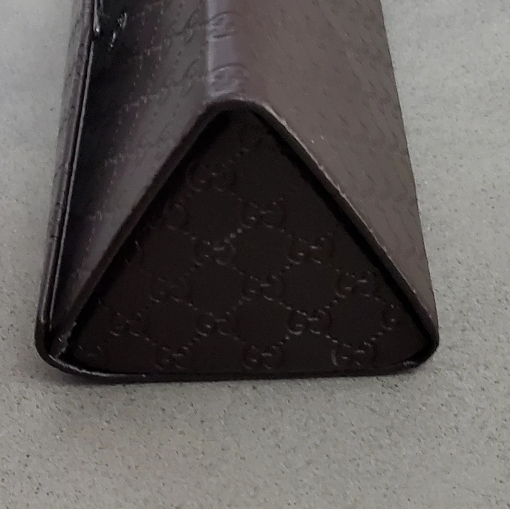 Gucci Dark Brown Embossed Leather Sunglasses Case